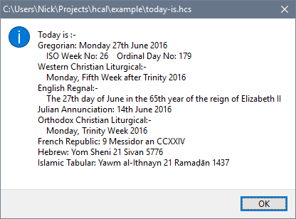 today-is.hcs script output